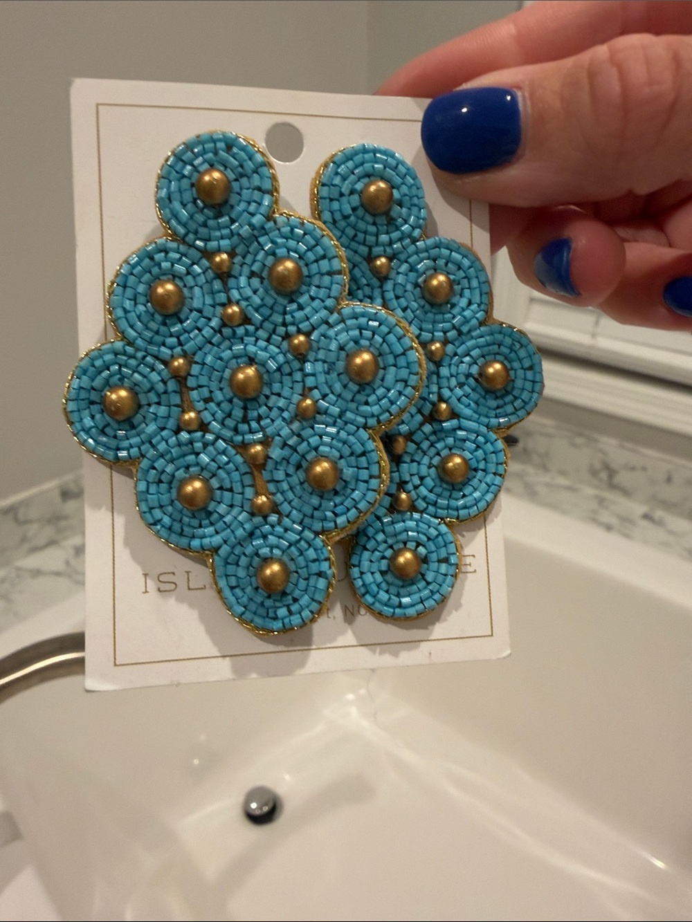 Turquoise Beaded Statement Earrings